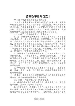 2024年营养改善计划自查