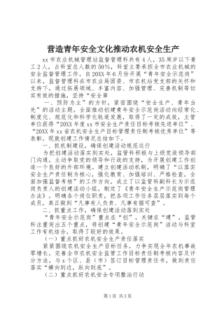 2024年营造青年安全文化推动农机安全生产