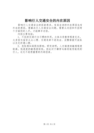 2024年影响行人交通安全的内在原因