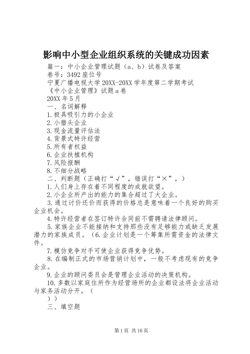 2024年影响中小型企业组织系统的关键成功因素_第1页