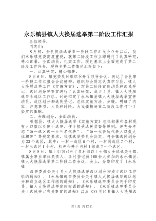 2024年永乐镇县镇人大换届选举第二阶段工作汇报