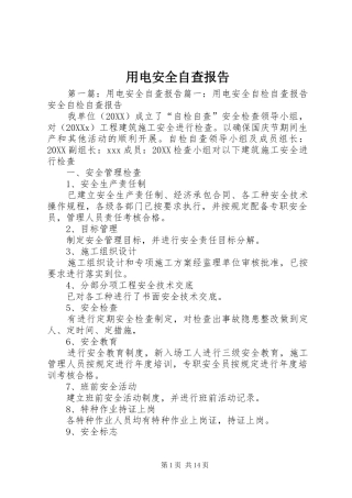 2024年用电安全自查报告