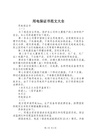 2024年用电保证书范文大全