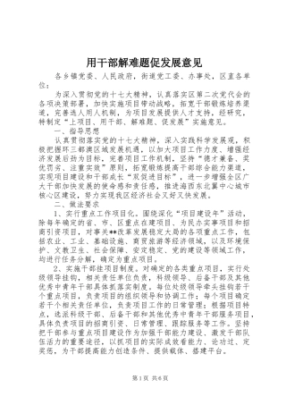 2024年用干部解难题促发展意见