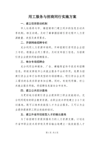 2024年用工服务与招商同行实施方案