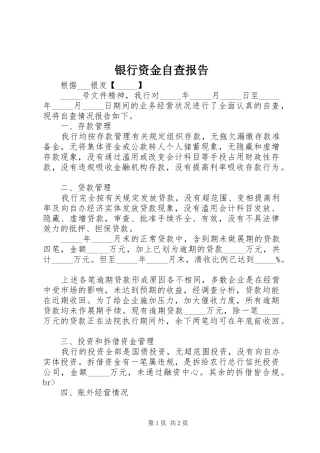 2024年银行资金自查报告