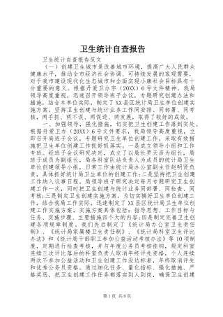 2024年卫生统计自查报告
