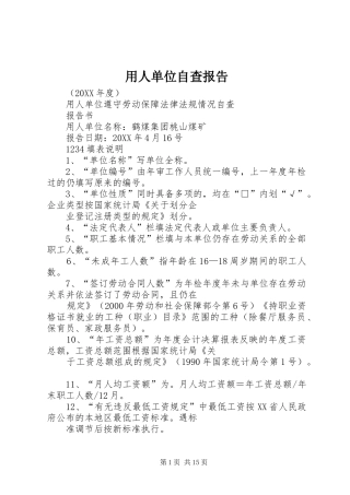 2024年用人单位自查报告