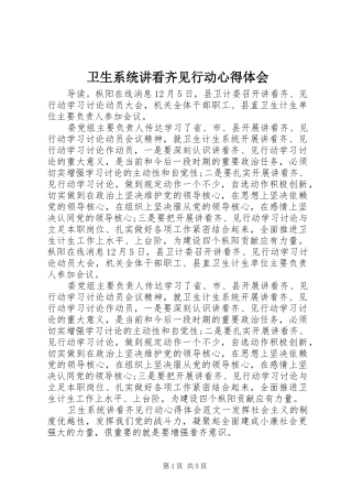 2024年卫生系统讲看齐见行动心得体会