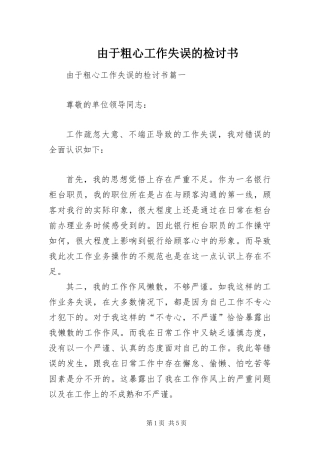 2024年由于粗心工作失误的检讨书