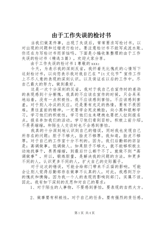 2024年由于工作失误的检讨书