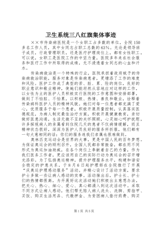 2024年卫生系统三八红旗集体事迹