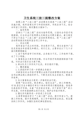 2024年卫生系统三放三提整改方案