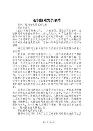 2024年慰问困难党员总结