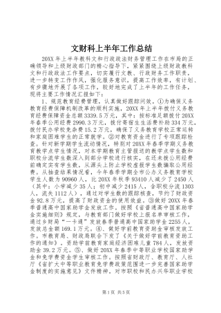 2024年文财科上半年工作总结