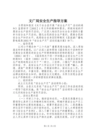 2024年文广局安全生产指导方案