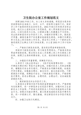 2024年卫生院办公室工作规划范文