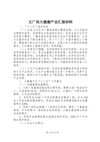 2024年文广局大健康产业汇报材料