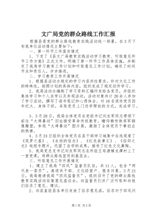 2024年文广局党的群众路线工作汇报