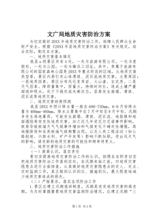 2024年文广局地质灾害防治方案