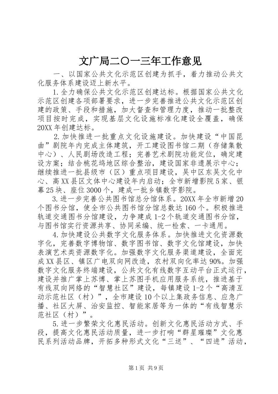 2024年文广局二一三年工作意见_第1页