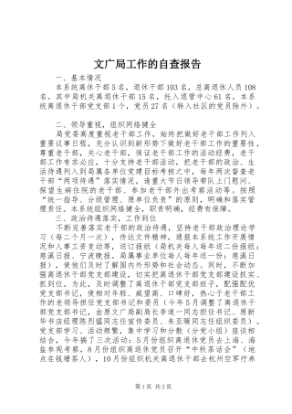 2024年文广局工作的自查报告