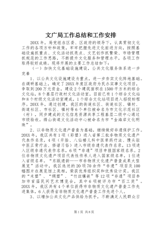 2024年文广局工作总结和工作安排