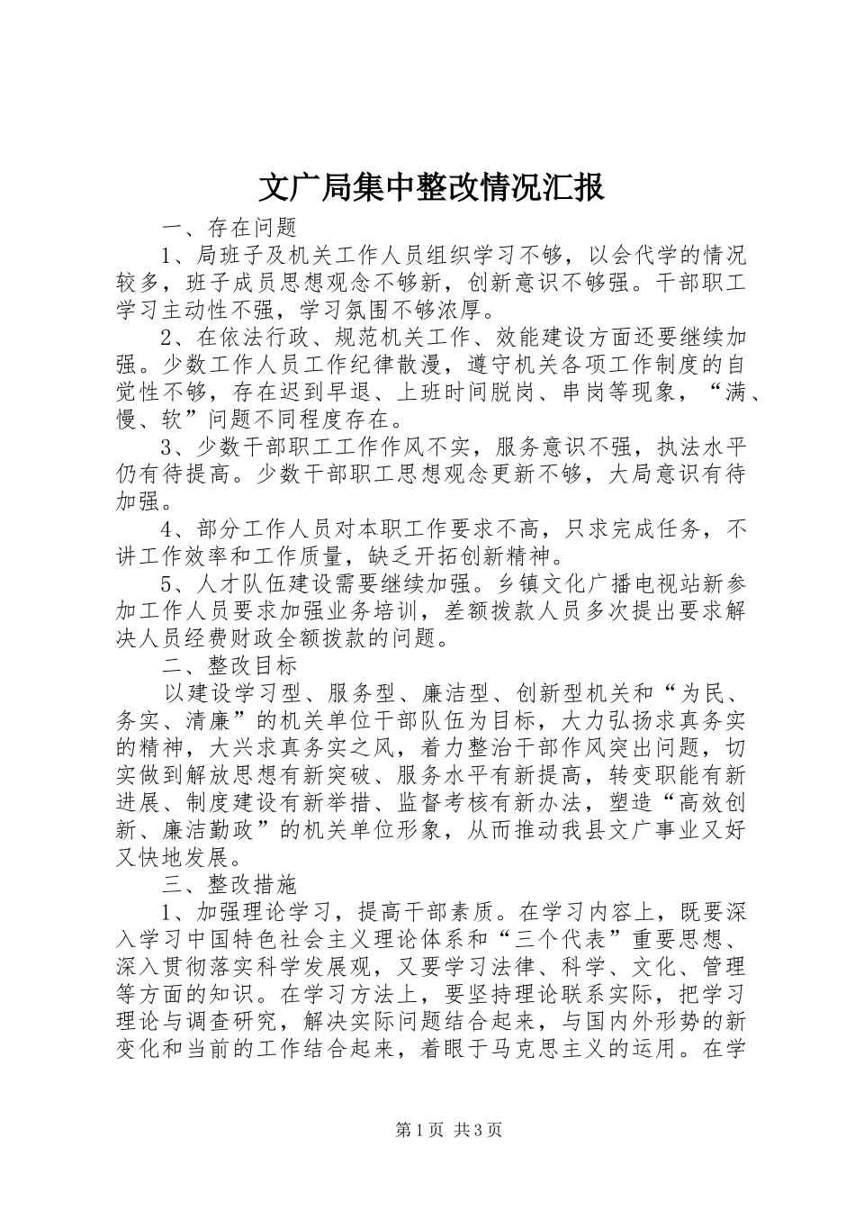 2024年文广局集中整改情况汇报_第1页