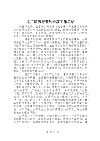 2024年文广局厉行节约专项工作总结