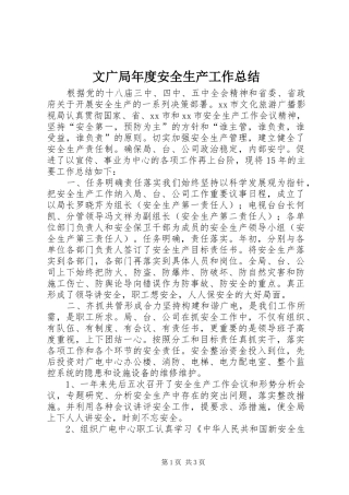 2024年文广局年度安全生产工作总结