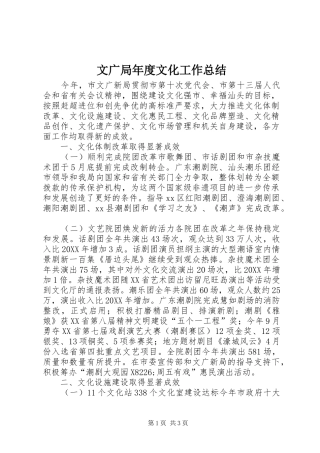 2024年文广局年度文化工作总结