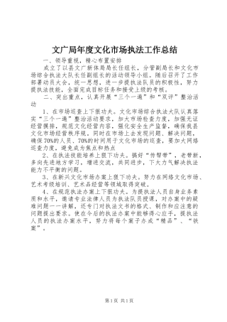 2024年文广局年度文化市场执法工作总结