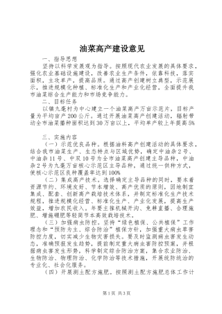 2024年油菜高产建设意见