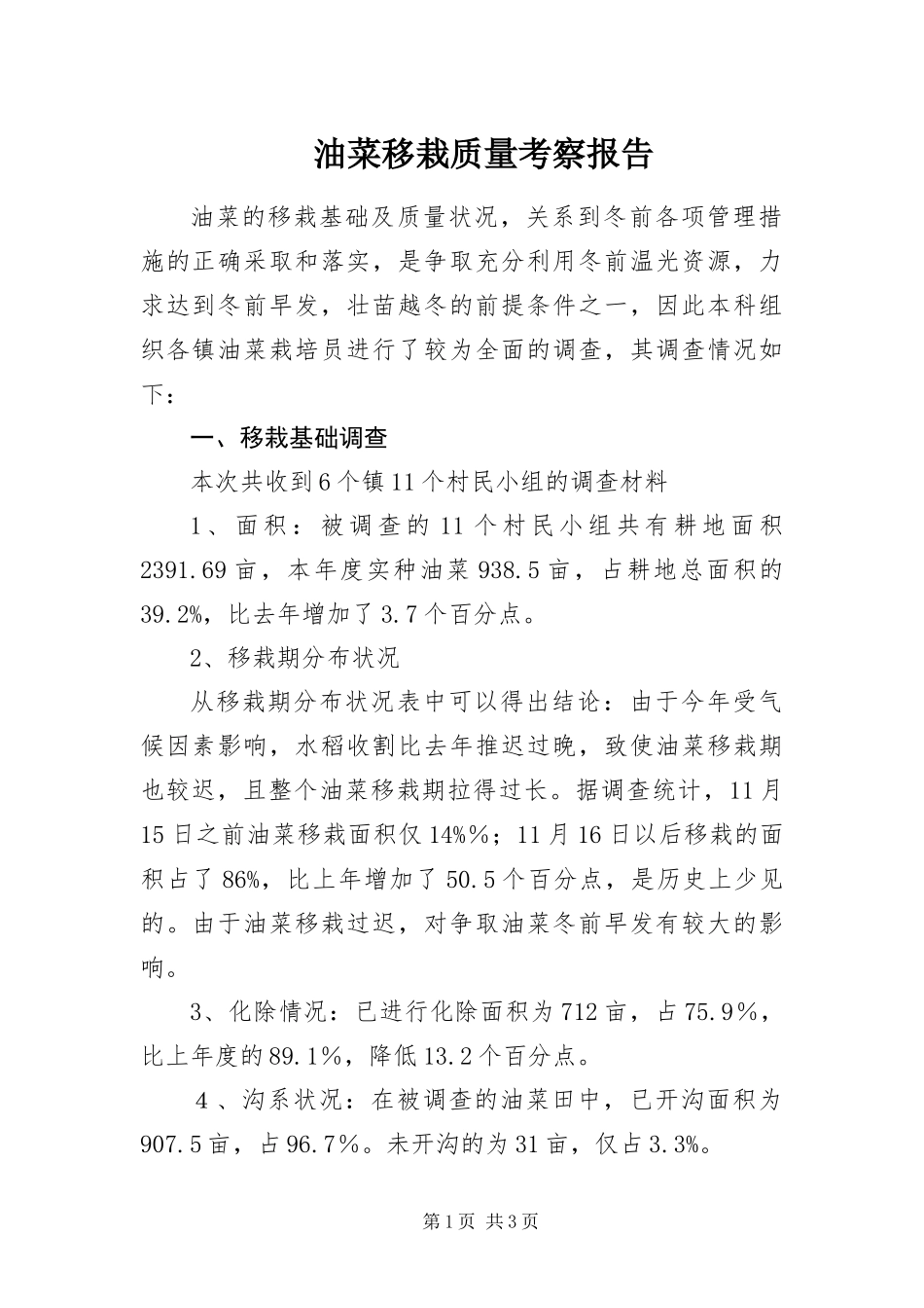 2024年油菜移栽质量考察报告_第1页