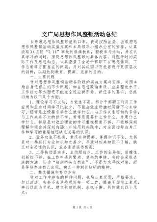 2024年文广局思想作风整顿活动总结