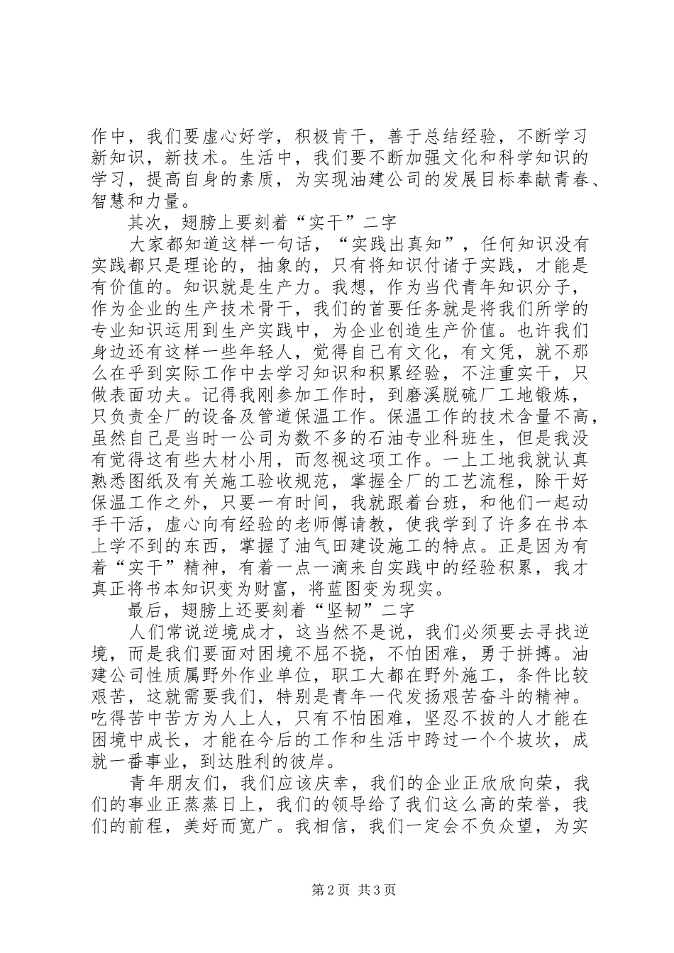 2024年油建公司优秀青年知识分子表彰大会上的讲话_第2页
