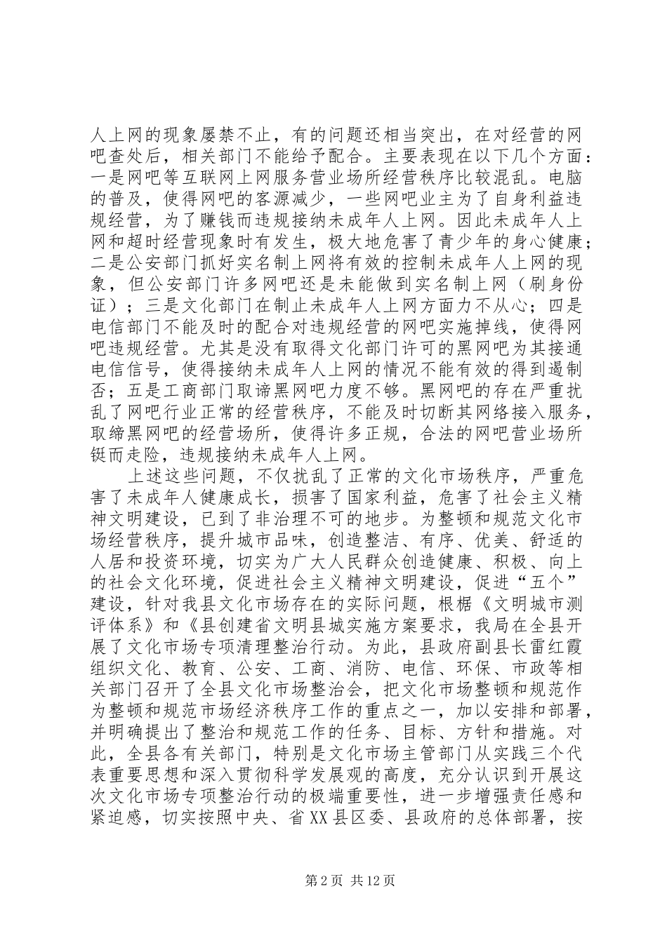 2024年文广局文化市场整治报告篇_第2页