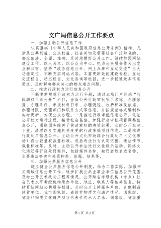 2024年文广局信息公开工作要点