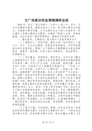 2024年文广局意识形态领域调研总结