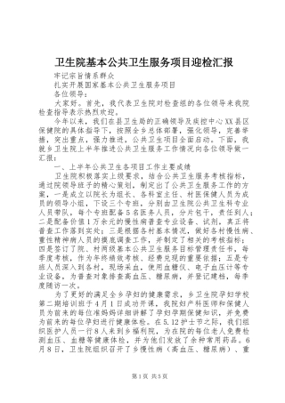 2024年卫生院基本公共卫生服务项目迎检汇报