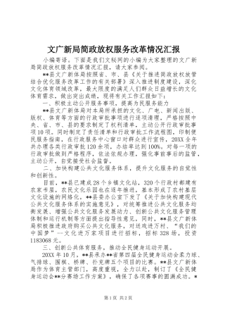 2024年文广新局简政放权服务改革情况汇报