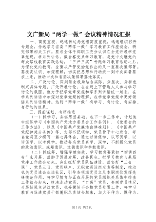 2024年文广新局两学一做会议精神情况汇报