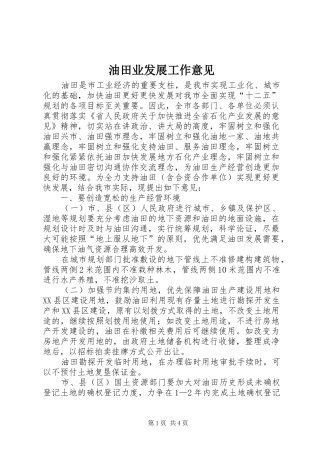 2024年油田业发展工作意见