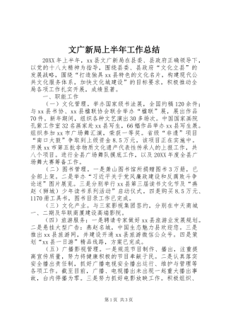 2024年文广新局上半年工作总结