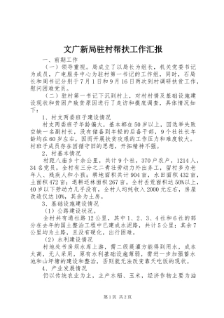 2024年文广新局驻村帮扶工作汇报