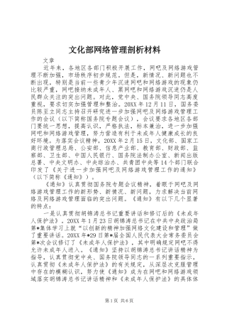 2024年文化部网络管理剖析材料