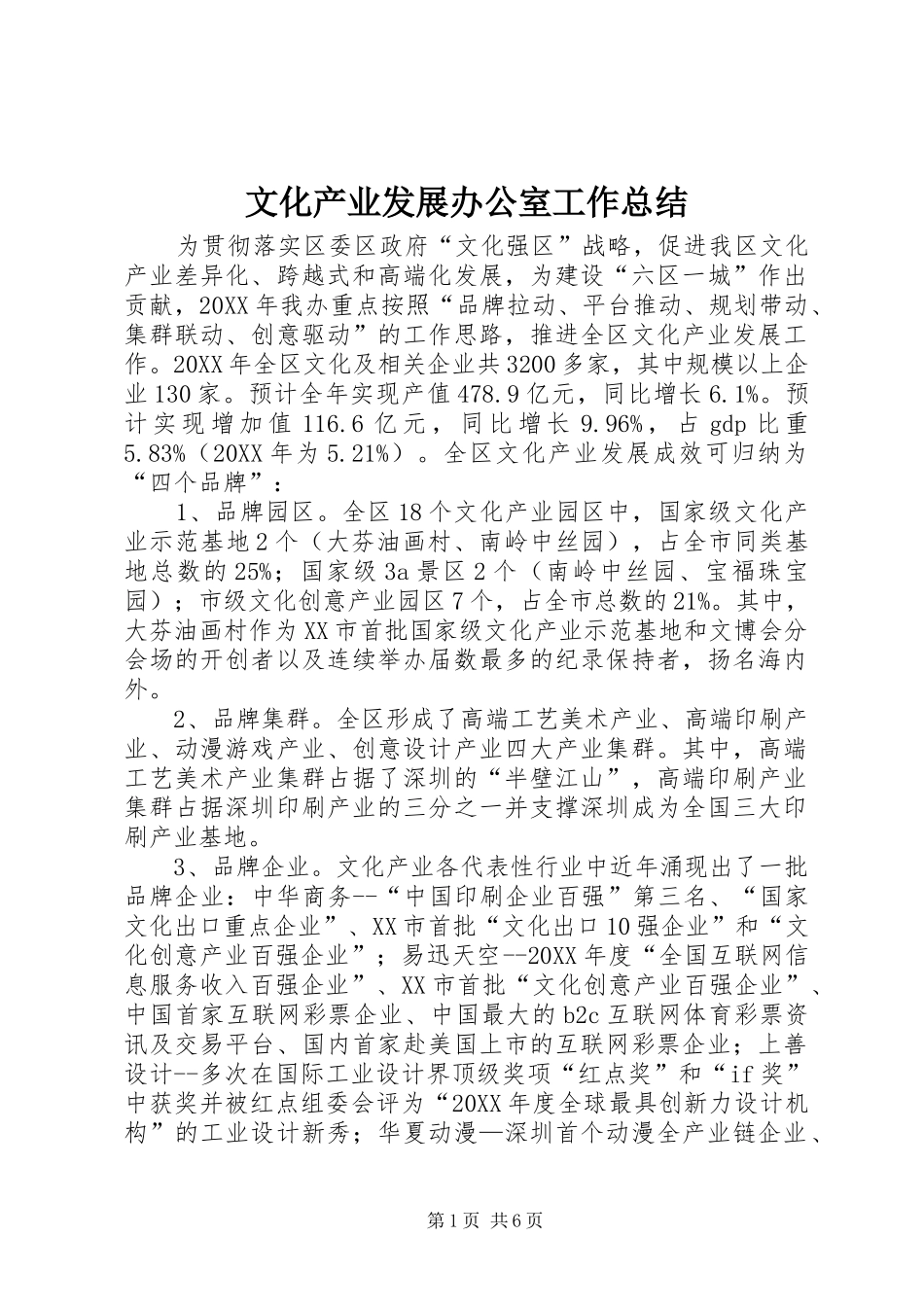 2024年文化产业发展办公室工作总结_第1页