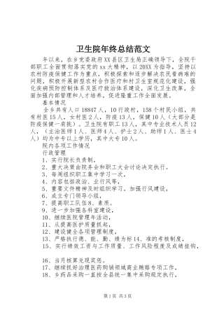 2024年卫生院年终总结范文