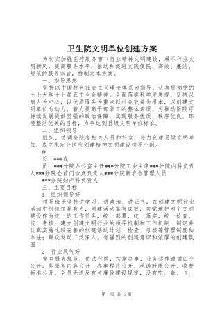 2024年卫生院文明单位创建方案