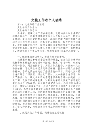 2024年文化工作者个人总结